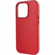 Шкіряний чохол для Apple iPhone 14 Pro (6.1"") - Leather Case (AA Plus) with MagSafe Crimson