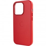 Кожаный чехол для Apple iPhone 14 Pro (6.1"") - Leather Case (AA Plus) with MagSafe Crimson