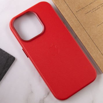 Шкіряний чохол для Apple iPhone 14 Pro (6.1"") - Leather Case (AA Plus) with MagSafe Crimson - Чохли для iPhone 14 Pro - зображення 6 