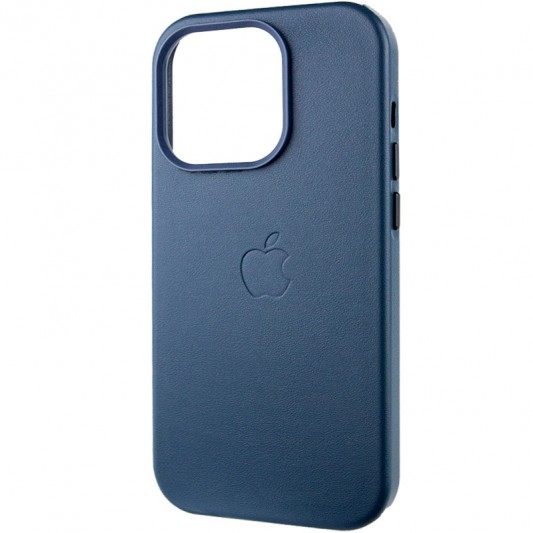 Шкіряний чохол для Apple iPhone 14 Pro (6.1"") - Leather Case (AA Plus) з MagSafe Indigo Blue - зображення 2 