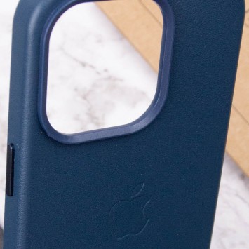 Шкіряний чохол для Apple iPhone 14 Pro (6.1"") - Leather Case (AA Plus) з MagSafe Indigo Blue - Чохли для iPhone 14 Pro - зображення 6 