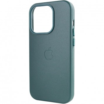 Шкіряний чохол для Apple iPhone 14 Pro (6.1"") - Leather Case (AA Plus) with MagSafe Pine green - зображення 5 