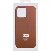 Шкіряний чохол для Apple iPhone 14 Pro (6.1"") - Leather Case (AA Plus) with MagSafe Saddle Brown