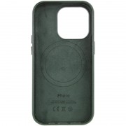 Шкіряний чохол для Apple iPhone 14 Pro (6.1"") - Leather Case (AA Plus) with MagSafe Shirt Green