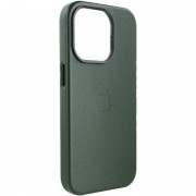 Шкіряний чохол для Apple iPhone 14 Pro (6.1"") - Leather Case (AA Plus) with MagSafe Shirt Green