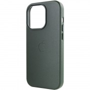 Кожаный чехол для Apple iPhone 14 Pro (6.1"") - Leather Case (AA Plus) with MagSafe Shirt Green