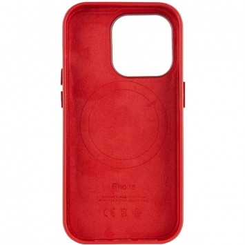 Шкіряний чохол для Apple iPhone 14 Pro Max (6.7"") - Leather Case (AA Plus) with MagSafe Crimson - зображення 1 