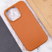 Шкіряний чохол для Apple iPhone 14 Pro Max (6.7"") - Leather Case (AA Plus) with MagSafe Saddle Brown