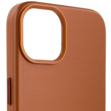 Коричневый кожаный чехол для iPhone 12 Pro / 12 от бренда AA Plus с технологией MagSafe
