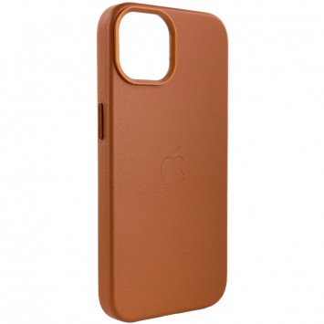 Коричневый кожаный чехол Leather Case (AA Plus) с MagSafe для Apple iPhone 12 Pro / 12 (6.1"")