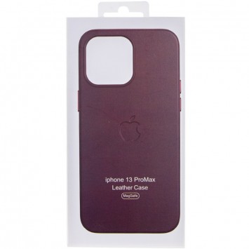 Шкіряний чохол Leather Case (AA Plus) та MagSafe для Apple iPhone 13 Pro Max (6.7"") Dark Cherry - Чохли для iPhone 13 Pro Max - зображення 5 