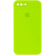 Чохол Silicone Case Square Full Camera Protective (AA) Apple iPhone 7 plus / 8 plus (5.5"), Салатовий / Neon green