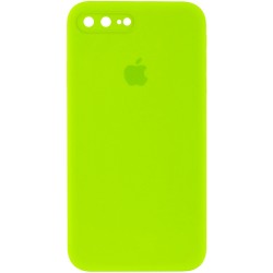 Чохол Silicone Case Square Full Camera Protective (AA) Apple iPhone 7 plus / 8 plus (5.5"), Салатовий / Neon green