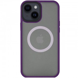 TPU+PC чехол Metal Buttons with MagSafe для Apple iPhone 13 (6.1"), Темно-фиолетовый