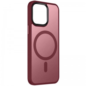 TPU+PC чохол Metal Buttons with MagSafe Colorful для Apple iPhone 15 Pro Max (6.7"), Бордовий