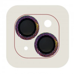 Защитное стекло Metal Shine на камеру (в упак.) для Apple iPhone 15 (6.1") / 15 Plus (6.7"), Сиреневый / Rainbow