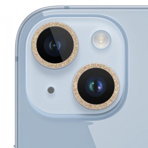 Захисне скло Metal Sparkles на камеру (в упак.) Apple iPhone 15 (6.1") / 15 Plus (6.7"), Золотий / Gold