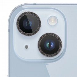 Защитное стекло Metal Sparkles на камеру (в упак.) для Apple iPhone 15 (6.1") / 15 Plus (6.7"), Черный / Midnight