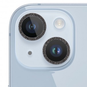 Защитное стекло Metal Sparkles на камеру (в упак.) для Apple iPhone 15 (6.1") / 15 Plus (6.7"), Черный / Midnight
