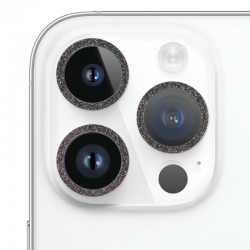 Защитное стекло Metal Sparkles на камеру (в упак.) для Apple iPhone 15 Pro (6.1") /15 Pro Max (6.7"), Черный / Midnight