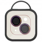 Захисне скло Metal Shine на камеру (в упак.) Apple iPhone 15 (6.1") / 15 Plus (6.7"), Бузковий / Rainbow