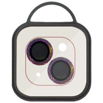 Защитное стекло Metal Shine на камеру (в упак.) для Apple iPhone 15 (6.1") / 15 Plus (6.7"), Сиреневый / Rainbow - iPhone 15 - изображение 1