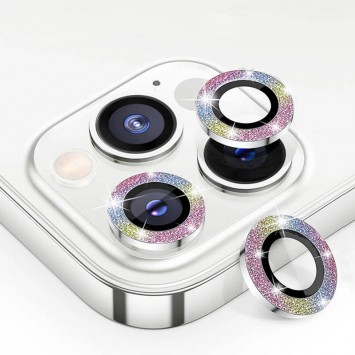Захисне скло Metal Sparkles на камеру (в упак.) Apple iPhone 15 Pro (6.1") /15 Pro Max (6.7"), Бузковий / Rainbow - iPhone 15 Pro Max - зображення 1 