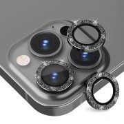Захисне скло Metal Sparkles на камеру (в упак.) Apple iPhone 15 Pro (6.1") /15 Pro Max (6.7"), Чорний / Midnight