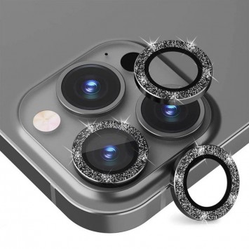 Захисне скло Metal Sparkles на камеру (в упак.) Apple iPhone 15 Pro (6.1") /15 Pro Max (6.7"), Чорний / Midnight - iPhone 15 Pro Max - зображення 1 