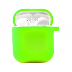 Силіконовий футляр з мікрофіброю для навушників Airpods 1/2, Салатовий / Neon green