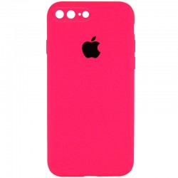 Чохол Silicone Case Square Full Camera Protective (AA) Apple iPhone 7 plus / 8 plus (5.5"), Рожевий / Barbie pink