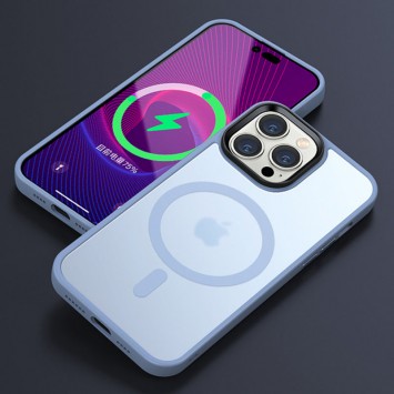 TPU+PC чехол Metal Buttons with MagSafe Colorful для Apple iPhone 14 Pro (6.1"), Голубой - Чехлы для iPhone 14 Pro - изображение 1