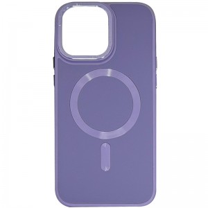 Кожаный чехол Bonbon Leather Metal Style with MagSafe для Apple iPhone 13 (6.1"), Серый / Lavender