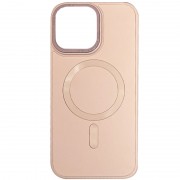 Кожаный чехол Bonbon Leather Metal Style with MagSafe для Apple iPhone 14 (6.1"), Розовый / Light pink