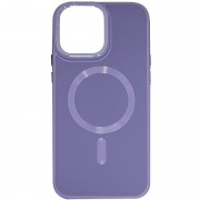 Кожаный чехол Bonbon Leather Metal Style with MagSafe для Apple iPhone 14 (6.1"), Серый / Lavender