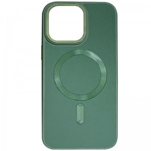Шкіряний чохол Bonbon Leather Metal Style with MagSafe для Apple iPhone 14 Pro (6.1"), Зелений / Pine green