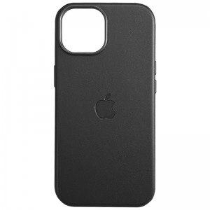 Кожаный чехол Leather Case (AAA) with MagSafe and Animation для Apple iPhone 15 (6.1"), Black