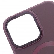 Кожаный чехол Bonbon Leather Metal Style with MagSafe для Apple iPhone 11 (6.1"), Бордовый / Plum