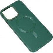 Кожаный чехол Bonbon Leather Metal Style with MagSafe для Apple iPhone 13 Pro (6.1"), Зеленый / Pine green