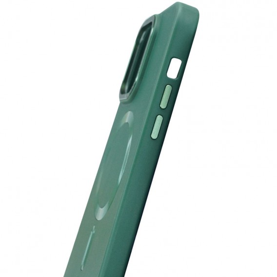Кожаный чехол Bonbon Leather Metal Style with MagSafe для Apple iPhone 13 Pro Max (6.7"), Зеленый / Pine green