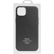 Кожаный чехол Leather Case (AAA) with MagSafe and Animation для Apple iPhone 15 (6.1"), Black