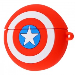 Силіконовий футляр Marvel & DC series для навушників AirPods Pro + кільце, Капітан Америка / Червоний