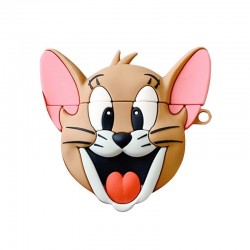 Силіконовий футляр Tom & Jerry series для навушників AirPods 1/2 + карабін, Джері/Коричневий