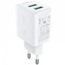 Зарядний пристрій Acefast A33 QC18W (USB-A+USB-A) dual port, White