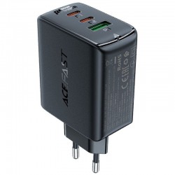 Зарядний пристрій Acefast A41 PD65W GaN (2*USB-C+USB-A), Black