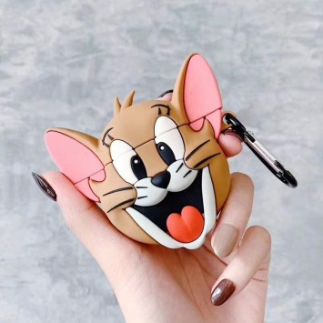 Силіконовий футляр Tom & Jerry series для навушників AirPods 1/2 + карабін, Джері/Коричневий - зображення 1 