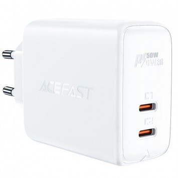 Зарядний пристрій Acefast A29 PD50W GaN (USB-C+USB-C) dual port, White - Мережеві ЗП (220 В) - зображення 1 