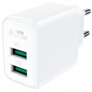 Зарядное устройство Acefast A33 QC18W (USB-A+USB-A) dual port, White