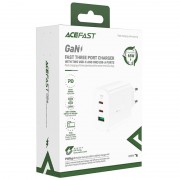 Зарядний пристрій Acefast A41 PD65W GaN (2*USB-C+USB-A), White