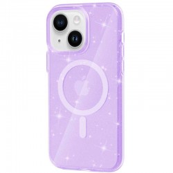Чехол TPU Galaxy Sparkle (MagFit) для Apple iPhone 13 / 14 (6.1"), Purple+Glitter
